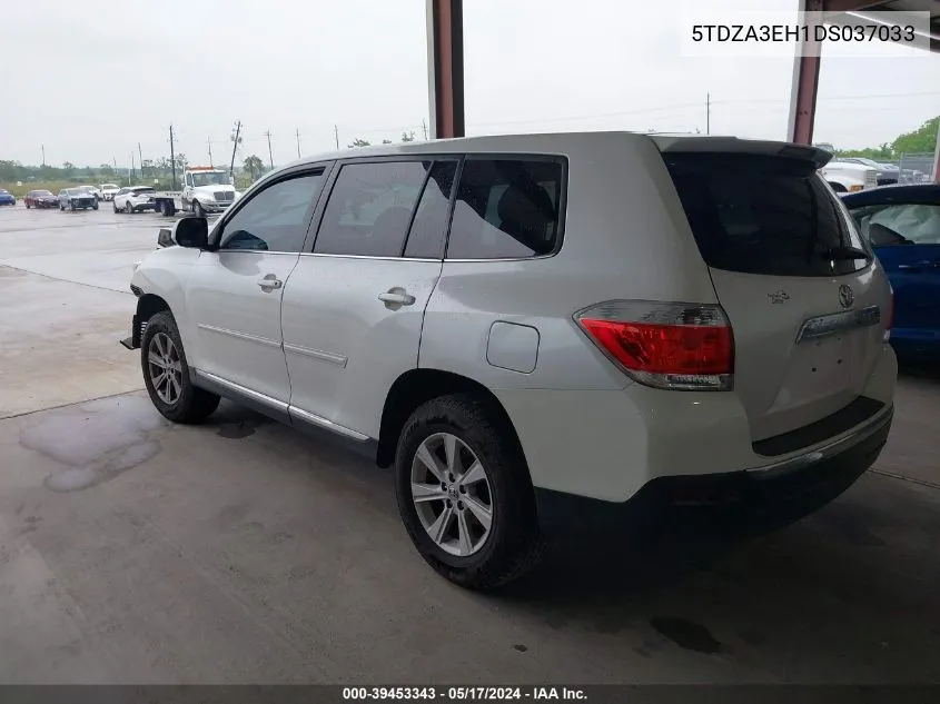 2013 Toyota Highlander VIN: 5TDZA3EH1DS037033 Lot: 39453343