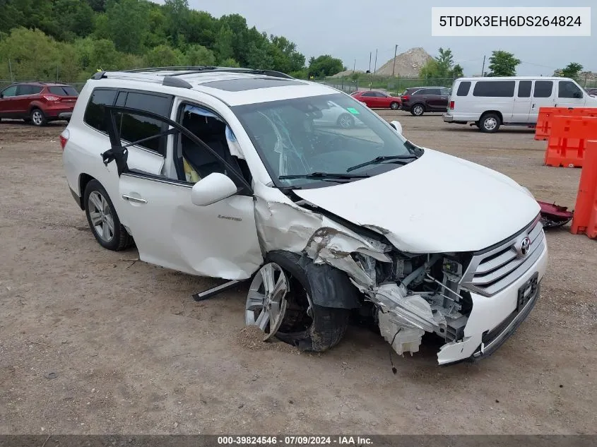 2013 Toyota Highlander Limited V6 VIN: 5TDDK3EH6DS264824 Lot: 39824546