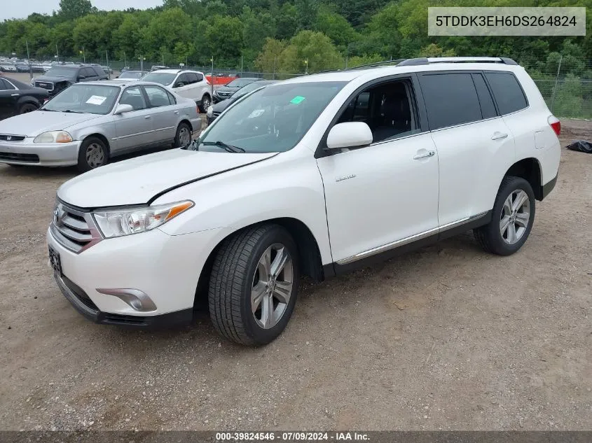 2013 Toyota Highlander Limited V6 VIN: 5TDDK3EH6DS264824 Lot: 39824546