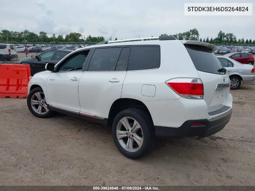 2013 Toyota Highlander Limited V6 VIN: 5TDDK3EH6DS264824 Lot: 39824546