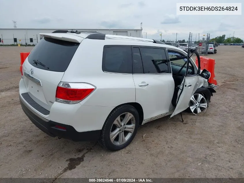 2013 Toyota Highlander Limited V6 VIN: 5TDDK3EH6DS264824 Lot: 39824546