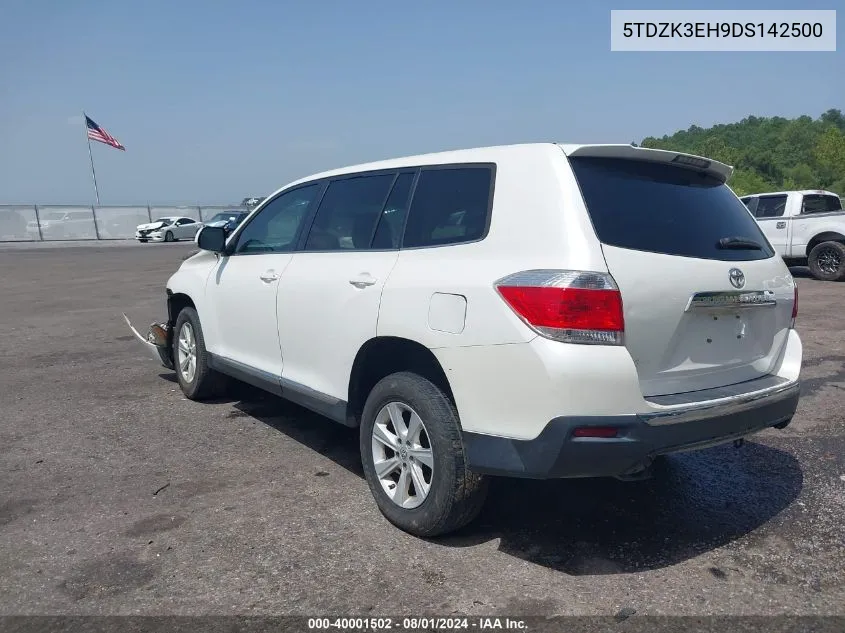 2013 Toyota Highlander Base V6 VIN: 5TDZK3EH9DS142500 Lot: 40001502