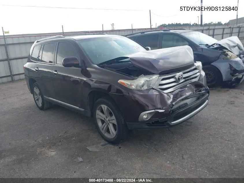 2013 Toyota Highlander Limited V6 VIN: 5TDYK3EH9DS125840 Lot: 40173488