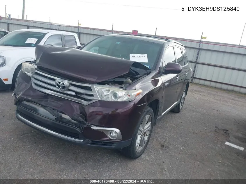 2013 Toyota Highlander Limited V6 VIN: 5TDYK3EH9DS125840 Lot: 40173488