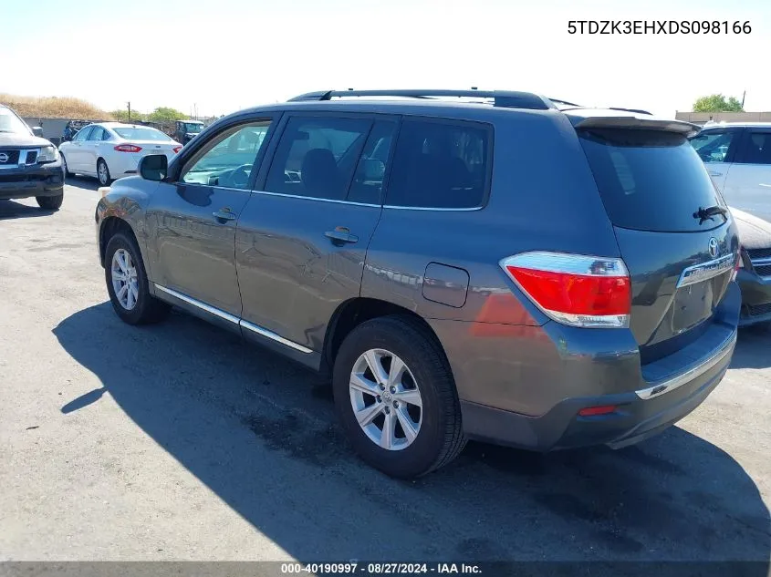 5TDZK3EHXDS098166 2013 Toyota Highlander Base Plus V6