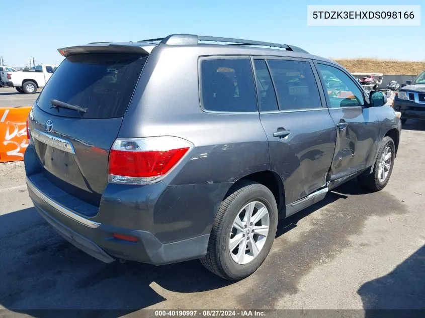 5TDZK3EHXDS098166 2013 Toyota Highlander Base Plus V6