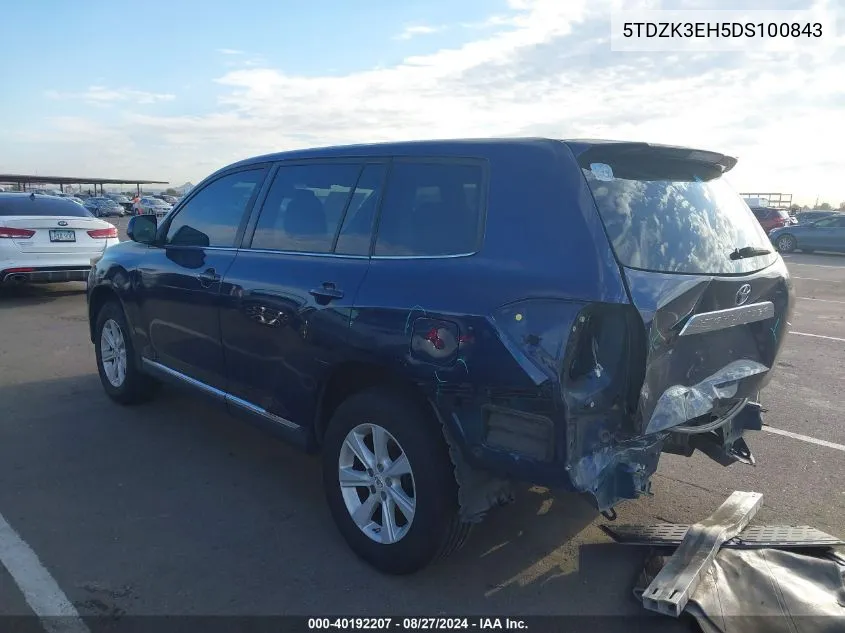 5TDZK3EH5DS100843 2013 Toyota Highlander Base V6