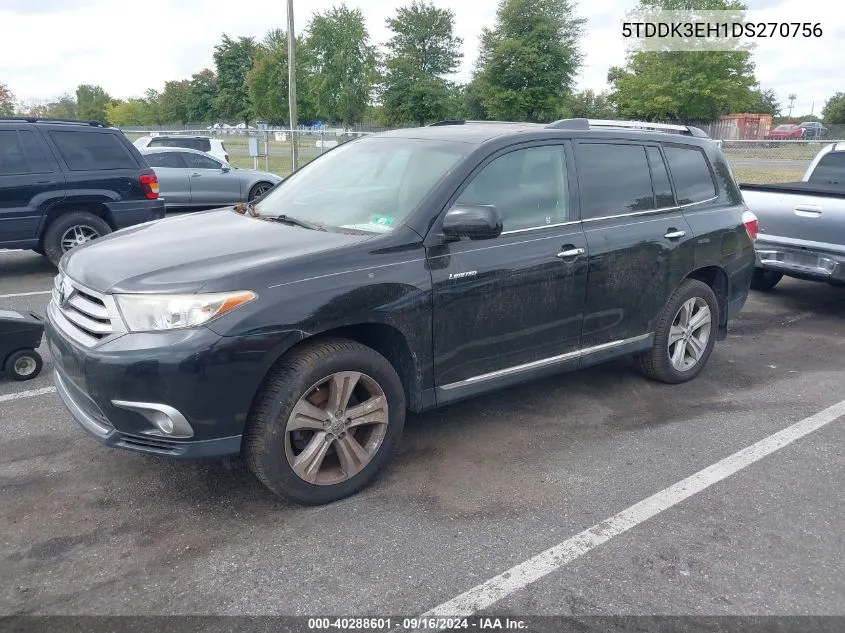 2013 Toyota Highlander Limited VIN: 5TDDK3EH1DS270756 Lot: 40288601