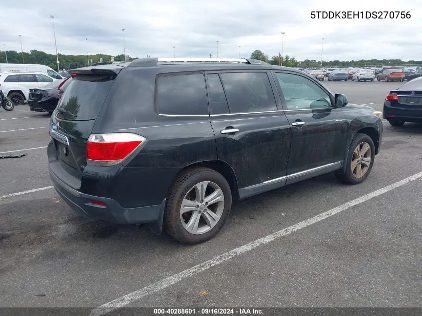 2013 Toyota Highlander Limited VIN: 5TDDK3EH1DS270756 Lot: 40288601