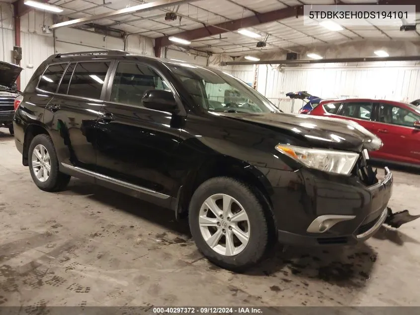 5TDBK3EH0DS194101 2013 Toyota Highlander Se V6