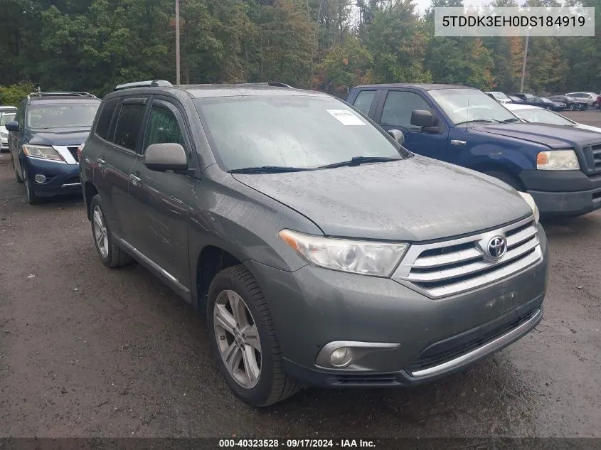 2013 Toyota Highlander Limited VIN: 5TDDK3EH0DS184919 Lot: 40451765