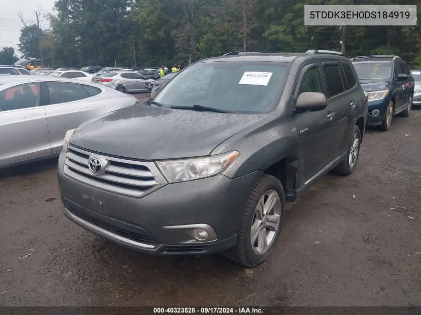 2013 Toyota Highlander Limited VIN: 5TDDK3EH0DS184919 Lot: 40451765