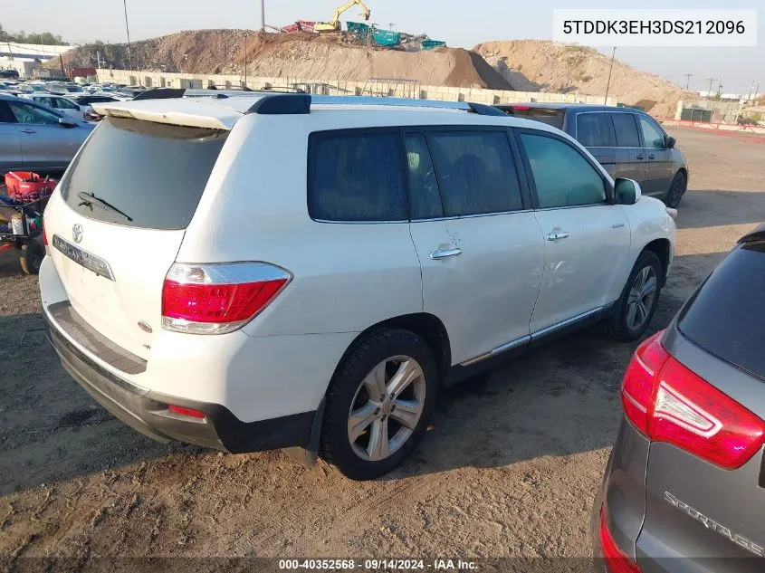 2013 Toyota Highlander Limited V6 VIN: 5TDDK3EH3DS212096 Lot: 40352568