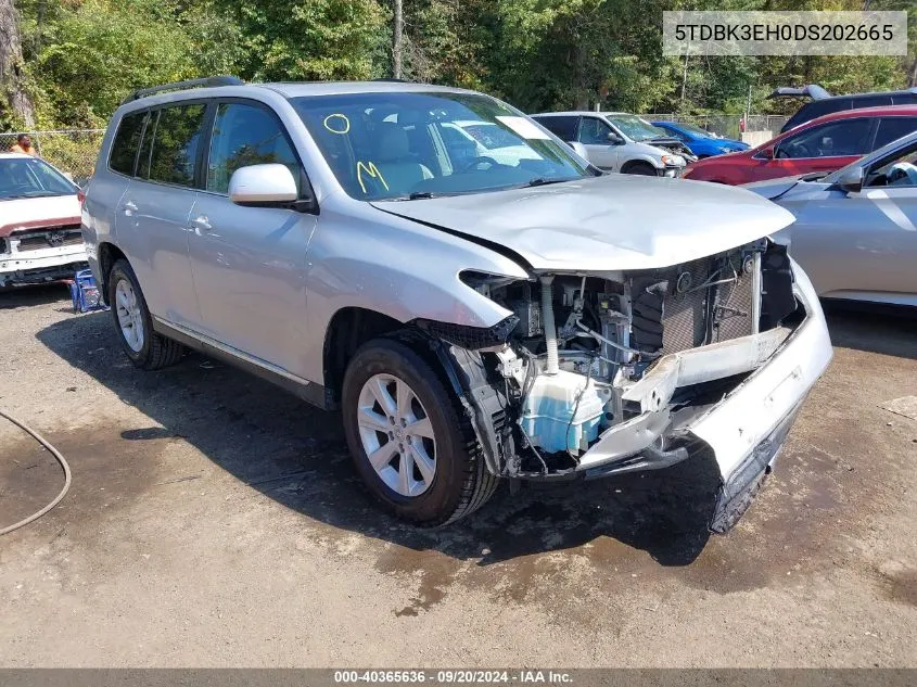 2013 Toyota Highlander Se V6 VIN: 5TDBK3EH0DS202665 Lot: 40365636