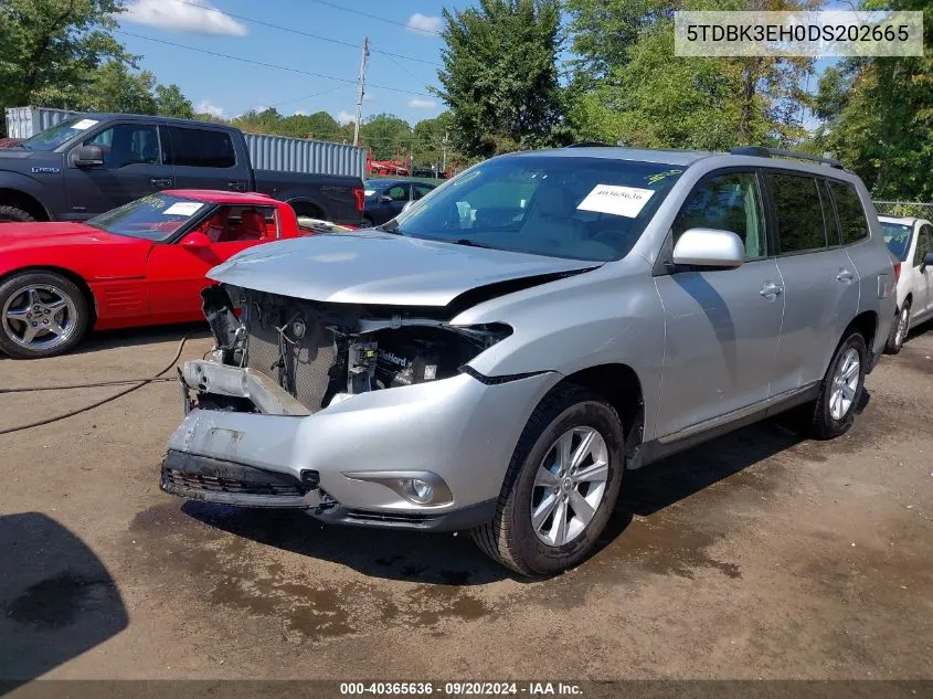 2013 Toyota Highlander Se V6 VIN: 5TDBK3EH0DS202665 Lot: 40365636