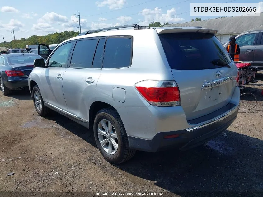 2013 Toyota Highlander Se V6 VIN: 5TDBK3EH0DS202665 Lot: 40365636