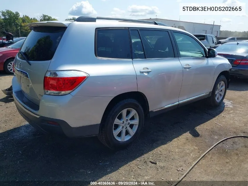 2013 Toyota Highlander Se V6 VIN: 5TDBK3EH0DS202665 Lot: 40365636