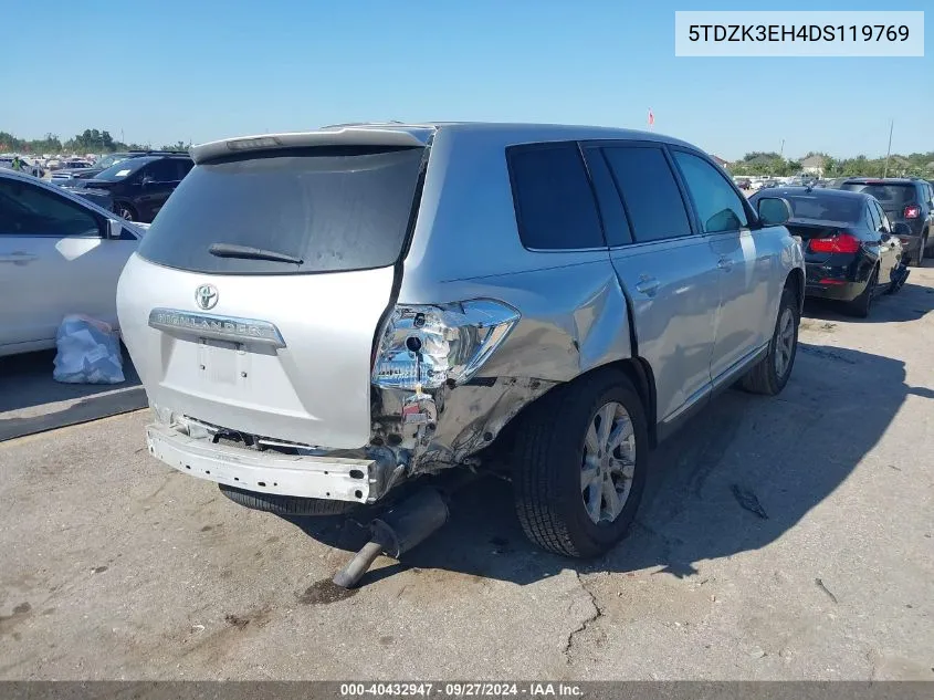 2013 Toyota Highlander Base V6 VIN: 5TDZK3EH4DS119769 Lot: 40432947