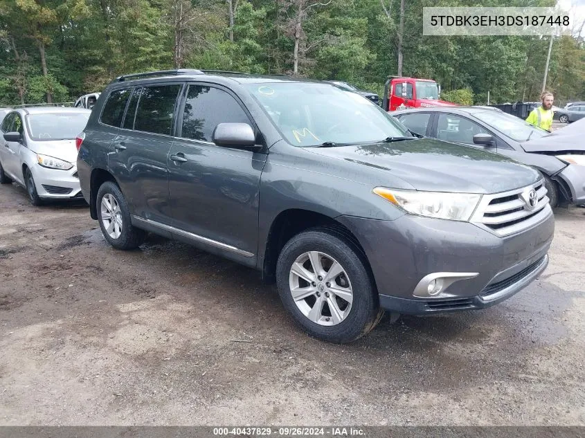 2013 Toyota Highlander Base Plus V6 VIN: 5TDBK3EH3DS187448 Lot: 40437829