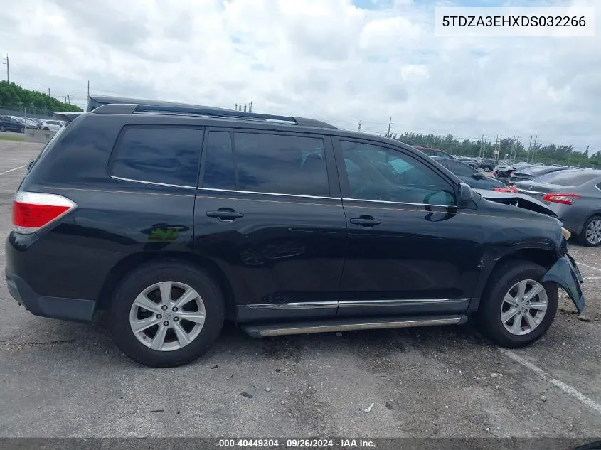 2013 Toyota Highlander Base Plus VIN: 5TDZA3EHXDS032266 Lot: 40449304