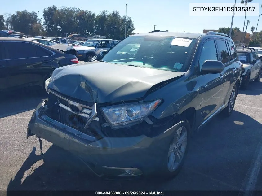 2013 Toyota Highlander Limited V6 VIN: 5TDYK3EH1DS135357 Lot: 40456308