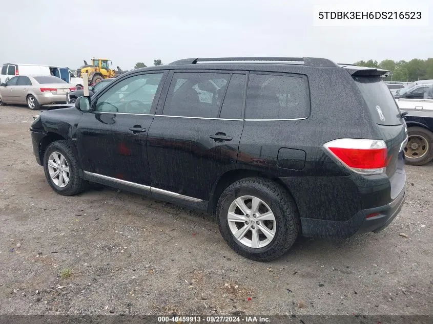 2013 Toyota Highlander Se V6 VIN: 5TDBK3EH6DS216523 Lot: 40459913