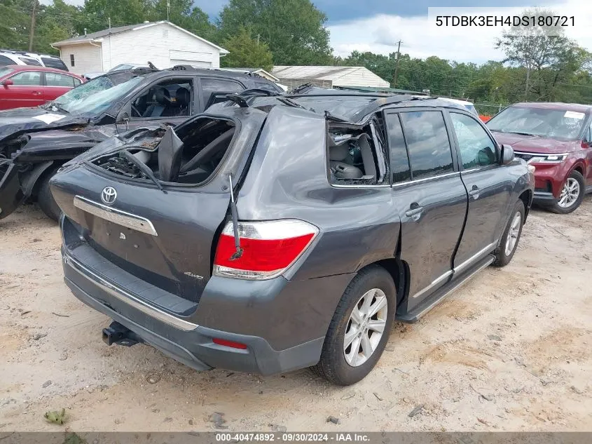 2013 Toyota Highlander Base Plus V6 VIN: 5TDBK3EH4DS180721 Lot: 40474892