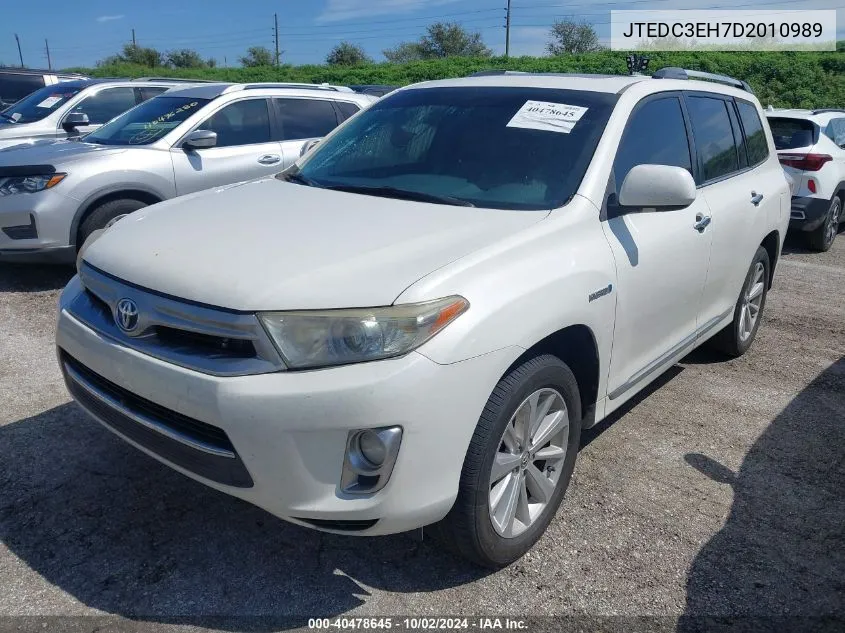 2013 Toyota Highlander Hybrid Limited V6 VIN: JTEDC3EH7D2010989 Lot: 40478645