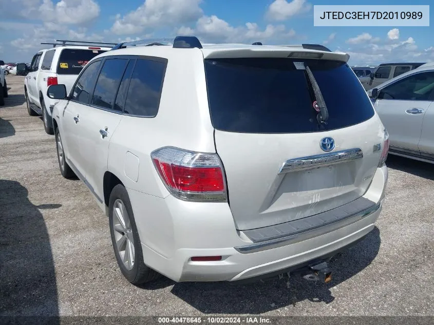 2013 Toyota Highlander Hybrid Limited V6 VIN: JTEDC3EH7D2010989 Lot: 40478645