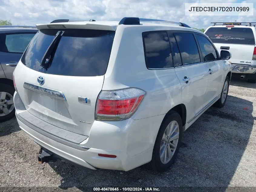 2013 Toyota Highlander Hybrid Limited V6 VIN: JTEDC3EH7D2010989 Lot: 40478645