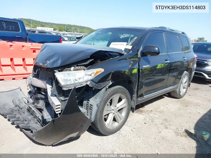 2013 Toyota Highlander Limited V6 VIN: 5TDYK3EH3DS114803 Lot: 40483908