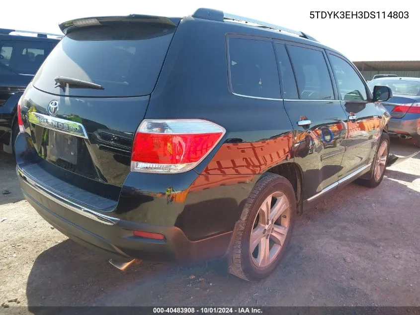 2013 Toyota Highlander Limited V6 VIN: 5TDYK3EH3DS114803 Lot: 40483908