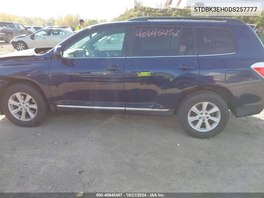 2013 Toyota Highlander Plus/Se VIN: 5TDBK3EH0DS257777 Lot: 40645457