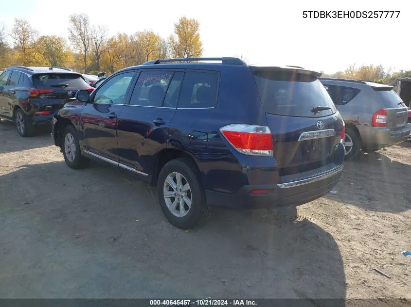 2013 Toyota Highlander Plus/Se VIN: 5TDBK3EH0DS257777 Lot: 40645457