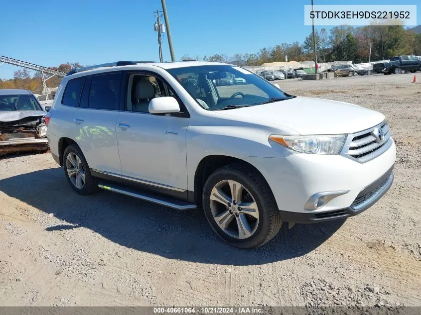 2013 Toyota Highlander Limited V6 VIN: 5TDDK3EH9DS221952 Lot: 40661064