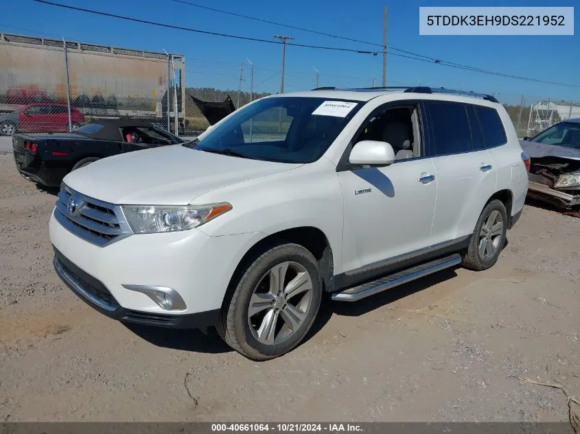 2013 Toyota Highlander Limited V6 VIN: 5TDDK3EH9DS221952 Lot: 40661064