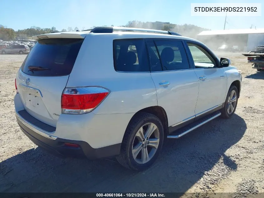 2013 Toyota Highlander Limited V6 VIN: 5TDDK3EH9DS221952 Lot: 40661064