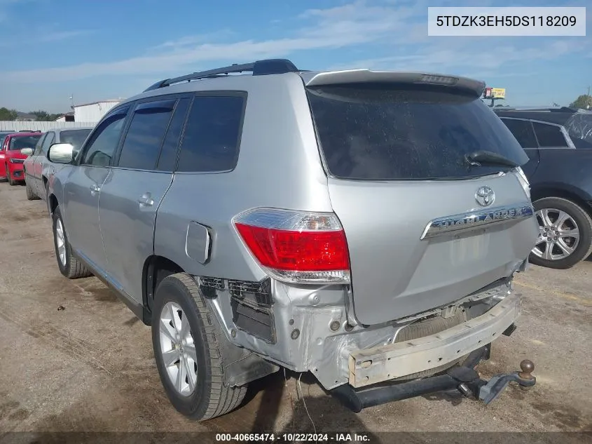 5TDZK3EH5DS118209 2013 Toyota Highlander Base Plus V6