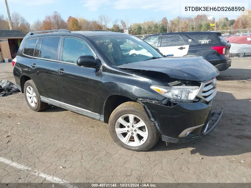 2013 Toyota Highlander Se V6 VIN: 5TDBK3EH6DS268590 Lot: 40731148