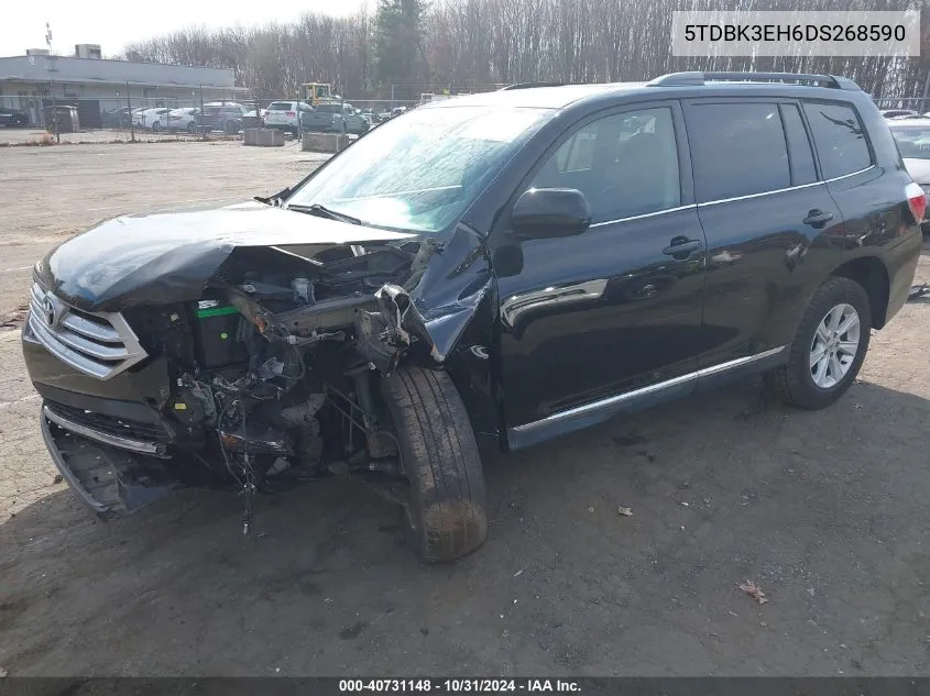 2013 Toyota Highlander Se V6 VIN: 5TDBK3EH6DS268590 Lot: 40731148