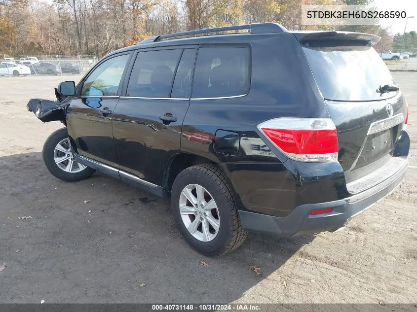 2013 Toyota Highlander Se V6 VIN: 5TDBK3EH6DS268590 Lot: 40731148