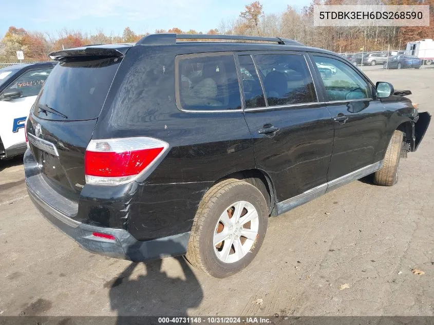 2013 Toyota Highlander Se V6 VIN: 5TDBK3EH6DS268590 Lot: 40731148