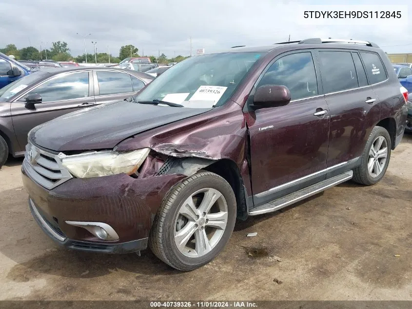 2013 Toyota Highlander Limited V6 VIN: 5TDYK3EH9DS112845 Lot: 40739326