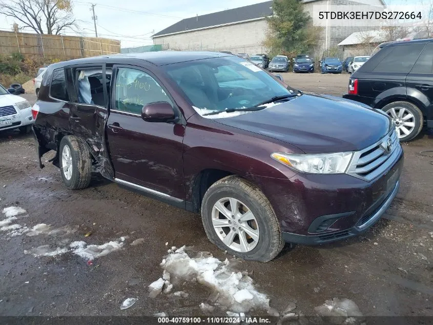 2013 Toyota Highlander Base V6 (A5) VIN: 5TDBK3EH7DS272664 Lot: 40759100