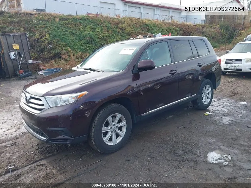 2013 Toyota Highlander Base V6 (A5) VIN: 5TDBK3EH7DS272664 Lot: 40759100