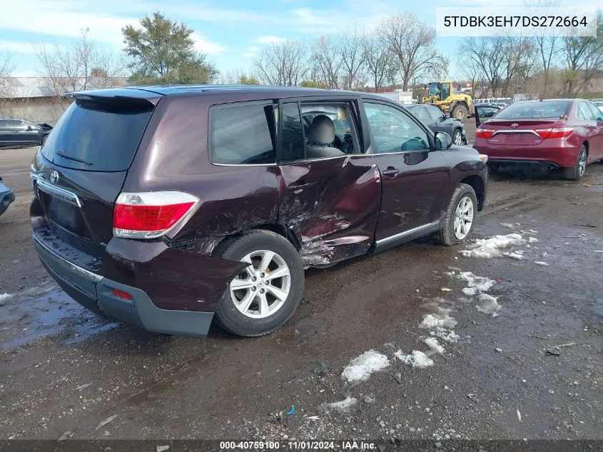 2013 Toyota Highlander Base V6 (A5) VIN: 5TDBK3EH7DS272664 Lot: 40759100