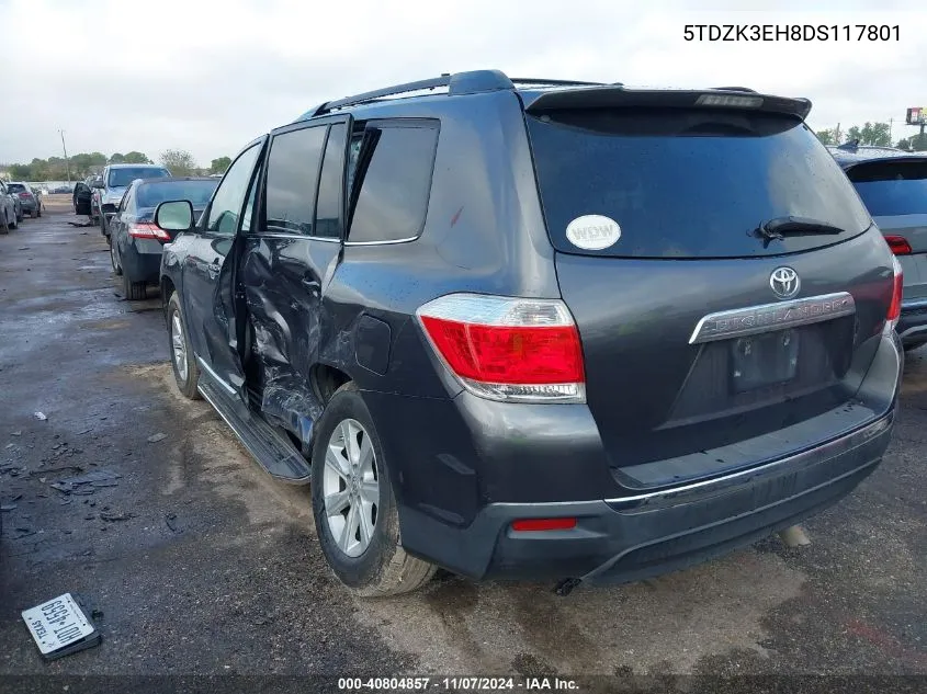 5TDZK3EH8DS117801 2013 Toyota Highlander Plus/Se