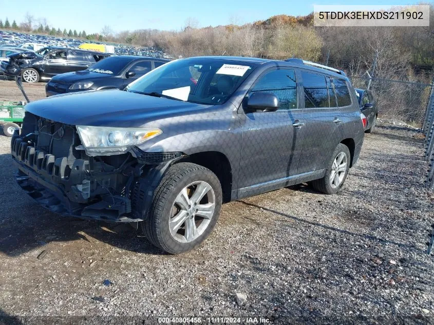 2013 Toyota Highlander Limited V6 VIN: 5TDDK3EHXDS211902 Lot: 40805455