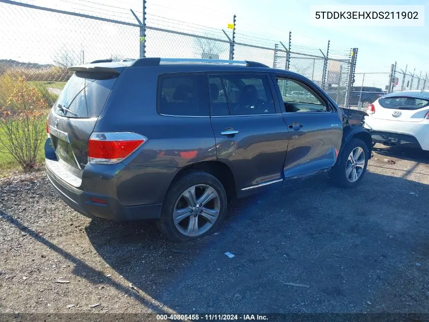 2013 Toyota Highlander Limited V6 VIN: 5TDDK3EHXDS211902 Lot: 40805455