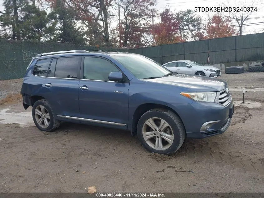 2013 Toyota Highlander Limited V6 VIN: 5TDDK3EH2DS240374 Lot: 40825440